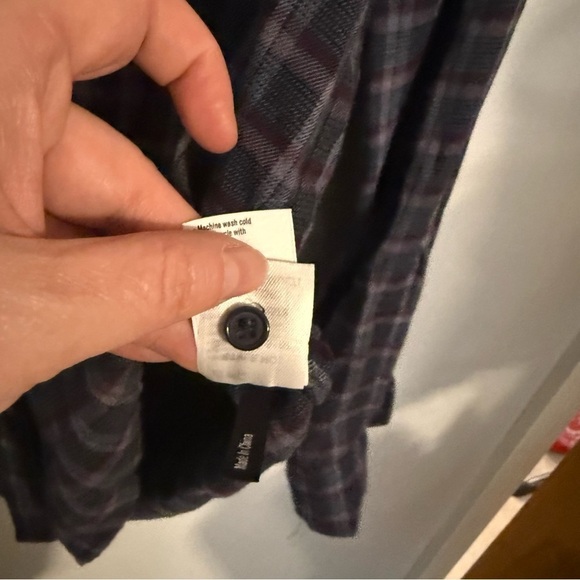 Paige Large Ruffle Blue Purple Plaid Button Down Flannel - Picture 5 of 12